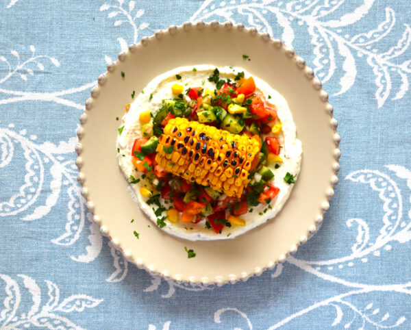 Tomatensalade met mais en fetacrème - Koken met Karin